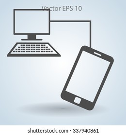Connect your phone to the computer is completedvector icon
