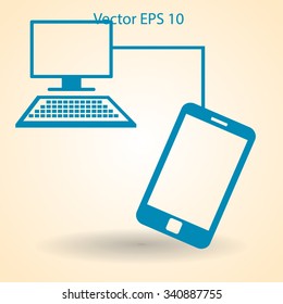 Connect your phone to the computer is completedvector icon