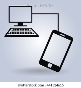 Connect your phone to the computer is completedvector icon