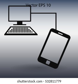Connect your phone to the computer is completedvector icon