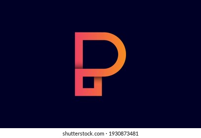 connected 3d letter PD, DP, P logo design