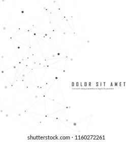 Connected abstract pattern with dots on overlapping lines. Vector technology background.