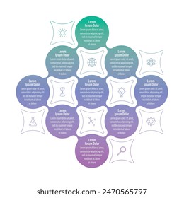 connected apartments information template. Infographic template for industry, business, technology, education, science. Infographic template for annual report, book, magazine. nine steps infographic t