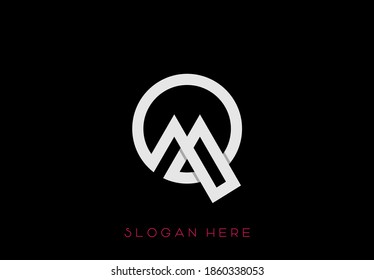 AQ conectado, diseño del logotipo de la letra QA en forma de círculo redondo sobre fondo negro