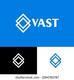 Connected blockchain logo design concept. Data system company brand logomark illustration. Can representing algorithm, data, connect, node.