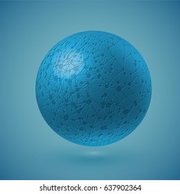Connected blue globe, vector illustration