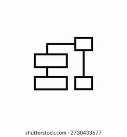 connected boxes diagram icon sign vector