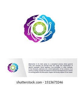 Connected Brain Logo Template. Technology Brain, Creative mind, learning and design icons. People symbols. Colorful Icon