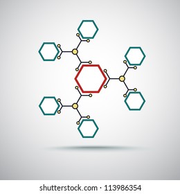 connected by a colored cell. Vector Graphics