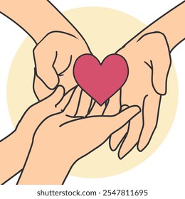 Conectado por Heart Love Sharing Hands Vetor. Ideal para uso em eventos de caridade, aconselhamento de relacionamento, promoções do Dia dos Namorados e outros que celebram a conexão humana e apoio emocional.