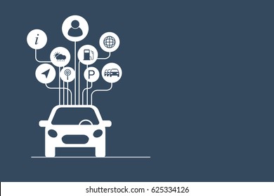 Connected car concept, vector illustration