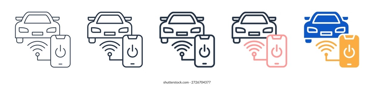 Connected Car different style icons set vector illustration.