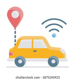 Ilustración del vector plano del coche conectado. Archivo EPS 10 