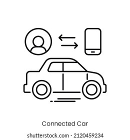 connected car icon. Outline style icon design isolated on white background
