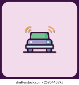 Connected Car Icon: Smart Vehicle Technology Illustration