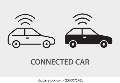Icono de coche conectado. Ilustración vectorial aislada en blanco.