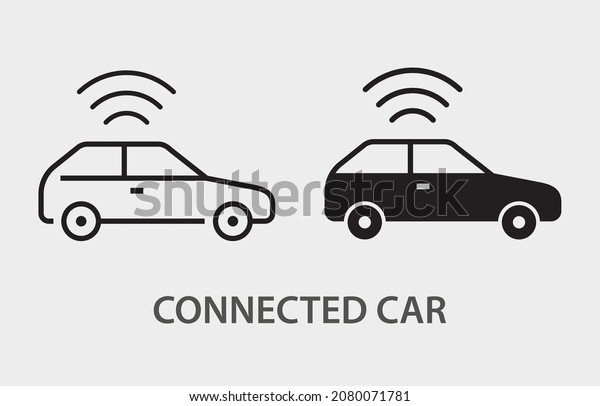 Connected car icon. Vector illustration isolated\
on white.