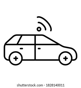 The Connected Car. Smart car icon with wireless connectivity symbol