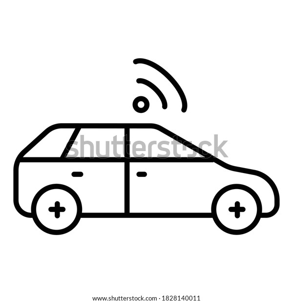 The Connected Car. Smart car icon with wireless\
connectivity symbol