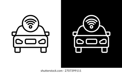 Connected Car White Icon Set Design