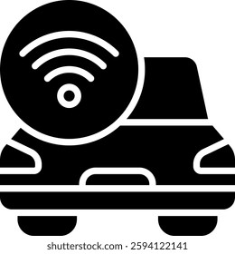 Connected Cars Icon for Smart Vehicle Technology. Glyph icon