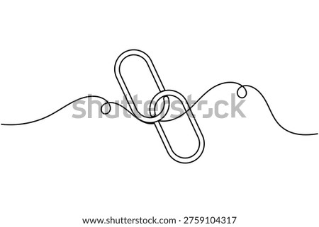 Connected chain sign icon continuous one line drawing on white background minimalist hyperlink symbol outline vector illustration
