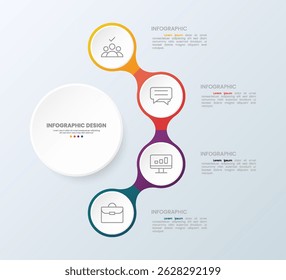 Connected circle infographic template with business icons