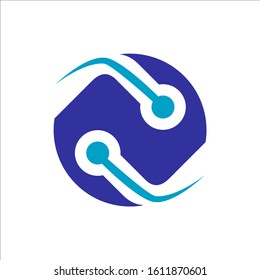 Connected circle tech vector illustration Technology Logo design