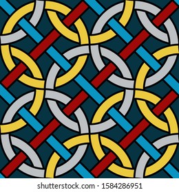 Connected Circles Grid Abstract Geometric Seamless Pattern Background