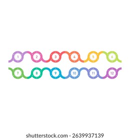 connected circles and numbers 1-12. numbers 1-12 for education, business, technology world