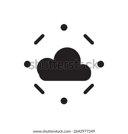 Connected clouds sync icon vector. Cloud surrounded by sync markers, ideal for digital storage or cloud backup.