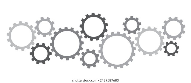 Engranajes de engranajes conectados. Rueda de Business Gear aislada sobre fondo blanco. Formación tecnológica.