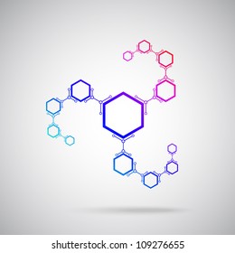 connected colored cells. Vector Graphics.