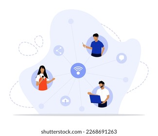 Connected concept illustration. Suitable for landing page, ui, web, App intro card, 
editorial, flyer, and banner.