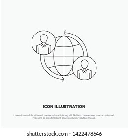 Connected, Connections, User, Internet, Global Line Icon Vector