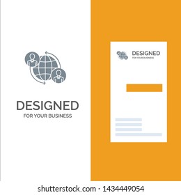 Connected, Connections, User, Internet, Global Grey Logo Design and Business Card Template