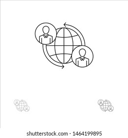 Connected, Connections, User, Internet, Global Bold and thin black line icon set. Vector Icon Template background