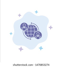 Connected, Connections, User, Internet, Global Blue Icon on Abstract Cloud Background. Vector Icon Template background