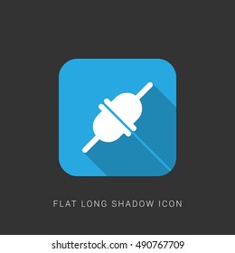 Connected cord Flat blue long shadow Icon / Logo Design