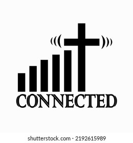 Connected Cross WiFi. Christian faith, logo design, connection