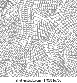 Connected curve paths design for coloring book. Texture vector seamless pattern.