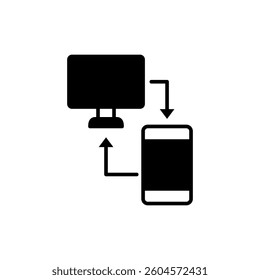 connected device icon, laptop and smartphone icon, simple flat style, illustration, logo sign symbol pictogram template, for ui or ux isolated on white for mobile app, editable