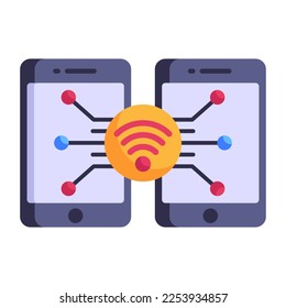 Connected devices, flat style icon of mobile connectivity 