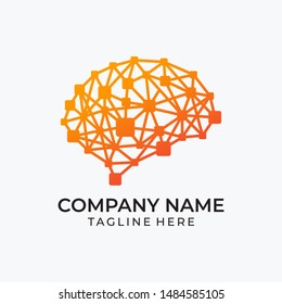 Connected Dot Line Brain Logo Template. Creative concept design icon. Colorful Vector Template Brain Logo. vector eps 10 editable