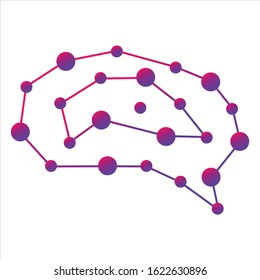 Connected Dot Line Brain Logo Vector Template
