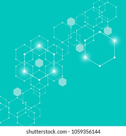 Connected dot on hexagon abstract background, stock vector