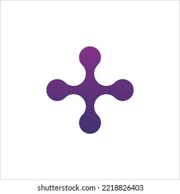 connected dots cross logo template. Stock vector illustration isolated on white background.