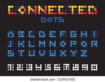 connected dots digital letter alphabet fontsyle