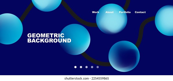 Angeschlossene Punkte geometrischer Landing Page Hintergrund. Vektorgrafik für Bildschirmhintergründe, Banner, Hintergrund, Karte, Buchillustration, Landing-Page