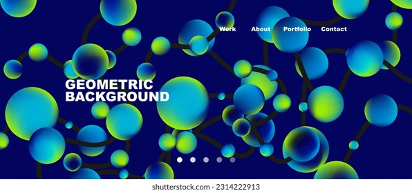 Angeschlossene Punkte geometrischer Landing Page Hintergrund. Vektorgrafik für Bildschirmhintergründe, Banner, Hintergrund, Karte, Buchillustration, Landing-Page